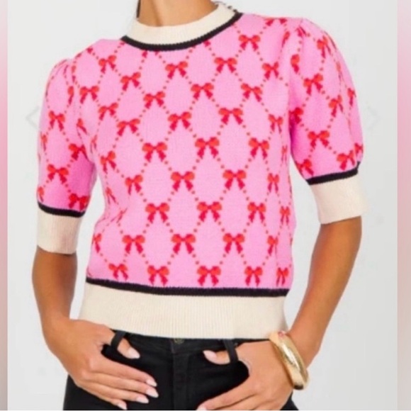 THML Sweaters - NWT THML Pink and Red Bow Knit Sweater